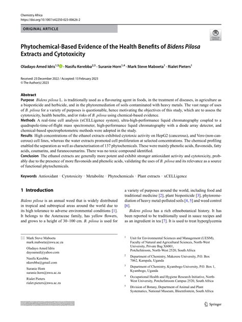 bidens pilosa benefits|Phytochemical.
